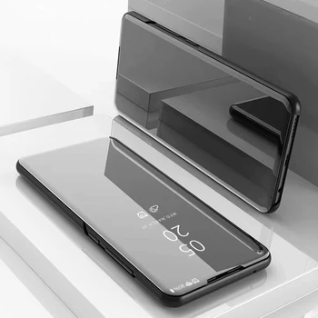Samsung A81 A01 A11 A21 A31 A41 A70E Gadījumā, Spoguļi Skaidrs, Smart Flip View Cover Leather Case for Samsung Galaxy M21 M31 M30S