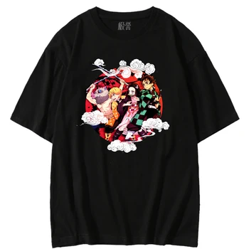 Demon Slayer Atdzist Drukāt Top Anime T Krekls Vīriešiem ar Īsām Piedurknēm Mīksta Zēnu Meitene T-Krekls Pusaudžu Harajuku Streetwear Pusaudžu Ikdienas Topi