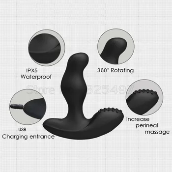 Rotācijas 16 Režīms Vibrācijas Vīriešu Prostatas Massager G-Spot Stimulēt Vibrators Butt Kontaktspraudņi Anālās Seksa Rotaļlietas Masturbator Vīriešiem Sievietēm