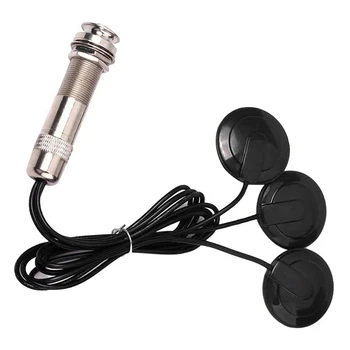Guitar Pickup Pjezo Kontaktu Mikrofons Uztveršanas 3 Sensoru Uztveršanas Sistēmas Akustiskās 6.35 mm Ligzda (Melna)