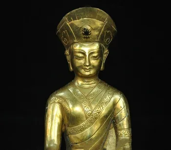 Kāzu dekorēšana Tibetas Budismu, bronzas 24k zelta Apzeltīts Tsongkhapa Master Šamanisms Budas Statuja