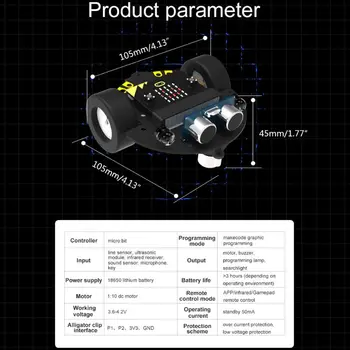 1Set Micro:mazliet Grafiskās Programmēšanas Robots Mobilo Platformu Smart Auto V4.0 Atbalsta Līniju Patruļas Apkārtējā Apgaismojuma Piederumi