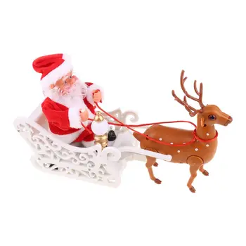 Elk kamanas Santa Claus lelle ar mūziku, elektriskie universālo auto rotaļlietas Kamanas ar Ziemeļbriežiem Briežu Rotājumi Xmas Dāvanas
