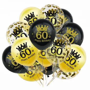 15pcs 30 40 50 60 Happy Birthday Balonu Dekori Zelta Konfeti Lateksa Baloni Dzimšanas dienas Jubileja, Kāzas Svinēt Dekori