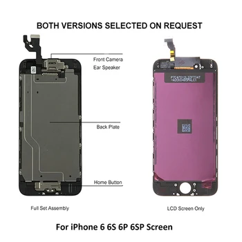 AAA Kvalitāte, Pilns Komplekts, šķidro kristālu Displejs, iPhone 6 6S ar 3D skārienekrāna Digitizer Ar Home Pogu Priekšējā Kamera Klausules Skaļrunis