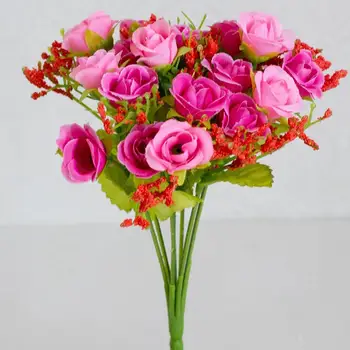 21 vadītāji Zīda ziedu kāzu pušķi rožu Mākslīgo ziedu viltus lapu, kāzu ziedu līgavas pušķiem, banketu apdare piederumi