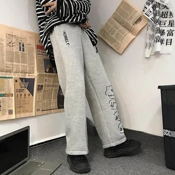 Bikses, vīriešu un sieviešu pavasara korejiešu versija ins Harajuku stils ielā drukāšanas aukliņu stulpiņi zaudēt plānas un taisnas bikses