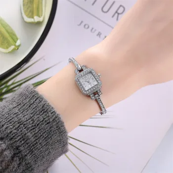 Sieviešu Personības Dimanta Rokas Pulksteņi Sakausējuma Kvarca Pilna Rhinestone Skatīties Elegantu un Greznu Rokassprādzi, Pulksteni zegarek damski