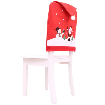Krēsla Pārsegs Vakariņas Pusdienu Galda Santa Claus, Sniegavīrs Ar Sarkanu Vāciņu Rotājumu Krēslu Atpakaļ Sedz Ziemassvētku Dekori Galda Jauno Gadu Piederumi
