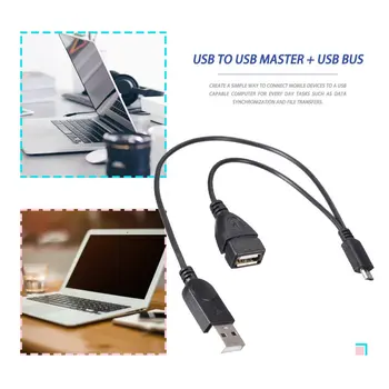 OTG Uzņēmēja Jaudas Sadalītāja Y Micro USB Male USB Vīrietis Sieviete Adaptera Kabelis Vadu liela Ātruma USB 2.0 sertificētas kabelis