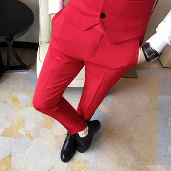 2020 Jaunu Vīriešu Uzvalku Bikses vienkrāsainu Ikdienas Biznesa Kleitu Bikses Slim Kleita Bikses Kvalitātes Vīriešu Klasiskās Līgavainis Kāzu Bikses