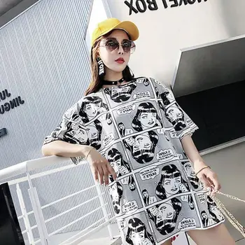 Sieviešu Harajuku Apģērbu Komplekts Modes Karikatūra Izdrukāt Īsām Piedurknēm T Krekls Topi+Garās Bikses korejas Gadījuma Treniņtērpi Uzvalks Hip hop