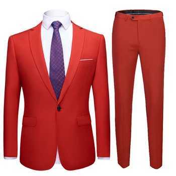 KREISO ROM 2019 Vīriešu Biznesa ikdienas darba apģērbu, vīriešu Uzvalki, Kāzu Līgavainis 2gab (Jaka+Elsas) Slim Fit Uzvalki, Vīriešu lielie izmēri-6XL