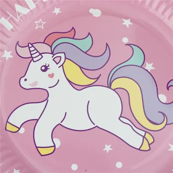 Karstā 10pcs Kawaii Karikatūra Vienreizējās lietošanas Unicorn Papīra Šķīvji Kūka, Ēdiens plāksnes Dzimšanas dienu, Kāzu svinības, Piederumi Dekori BabyShower dod priekšroku