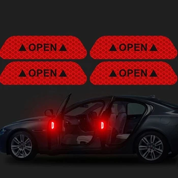 4 gabali sarkanu atstarojošu auto uzlīmes, gaismas, auto durvis, vakarā mj 99 S0569 nosūtītās no Itālijas