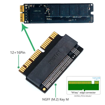 M. 2 NVME SSD Pārvērst Adapteris priekš MacBook Air, Pro Retina Vidum 2013 2016 2017, NVME/AHCI SSD Modernizētas Komplekts A1465 A1466