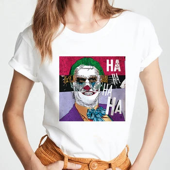 Luslos Šausmu Filma Klauns Joker Sejas Print T-krekls Sievietēm Hip Hop Streetwear Zaudēt Tee T krekls 90s Meitenes Atdzist Apģērbu, Sieviešu Topi,