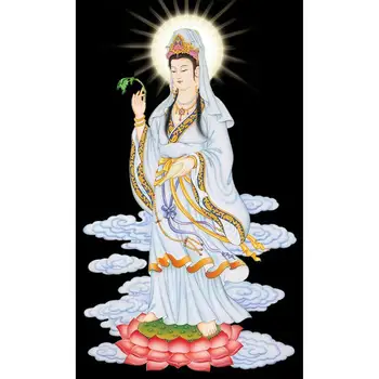 Pilnu Kvadrātveida/Kārtas Urbt Uzlīme Dimanta Ķīnas Reliģijas Budas 5D DIY Dimanta Krāsošana Mozaīkas Attēlu Guanyin Budas HomeDecor