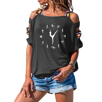 Sieviešu vasaras valkāt Pole Dejotāji Iespiests T-krekls Sexy Chick Dejas Noņēmējus, drukāt Īsām Piedurknēm Sexy Dobi No Pleca t-veida