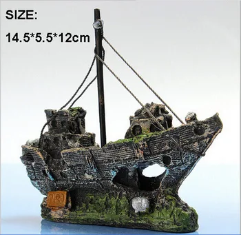 1pc Sveķu Pirātu Kuģis Akvāriju Dekorēšana Ainavu Maz Masta Laivu Zivju Tvertnes, Ornamentu, Piederumu Piliens Kuģniecība