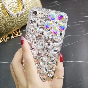 Luksusa 3D Bling Rhinestone Crystal Diamond Ziedlapiņu Mīksto Atpakaļ Telefonu Gadījumā Segtu iPhone 11Pro MAX X XS MAX XR 5S 6S 7 8 PLUS