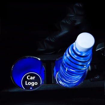 2 Gab. Automobiļu Logo, LED Gaismas, Tases Turētājs, Krāsains Atmosfērā kausa Gaismas Opel astra j g zīmotnes zafira b mokka corsa d vectra