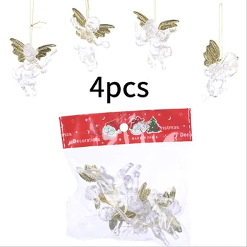 4gab Ziemassvētku Eņģeļa Kulons Pārredzamu Maz Eņģeļu Mēbeļu Karājas Embellishment par Ziemassvētku Eglītes Mājas Grupa Krājumi