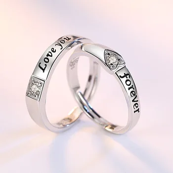 925 sterling sudraba modes MŪŽĪGI vēstuli dizaina cienītājiem'wedding pāris regulējams gredzeni pirkstā gredzenu vairumtirdzniecības rotaslietas dāvanu