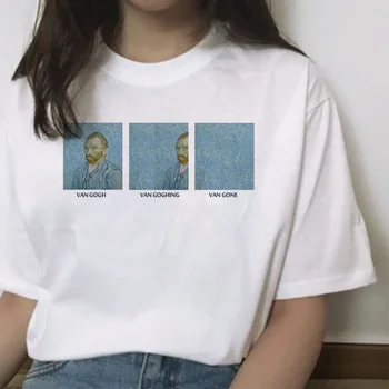 Felmale Harajuku Ulzzang korejiešu Stilā, T-kreklu Smieklīgi Van Goga T Krekls Sievietēm-Vasaras Jaunā Modes T-krekls Estētiskās Mākslas Drēbes