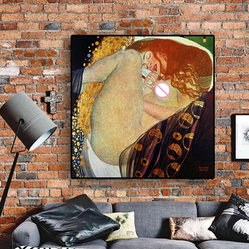 Gustava Klimta Danae Pārpublicēšana Eļļas Glezna uz Audekla Mākslas Skandināvijas Plakāti un Izdrukas Cuadro Sienas Attēlu Dzīvojamā Istaba