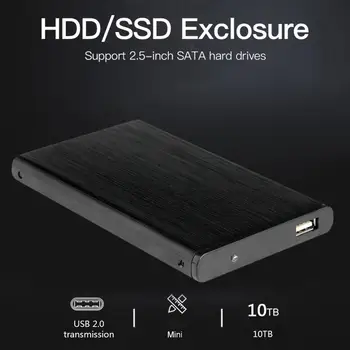 Portatīvo 480Mbps USB 2.0 Mobilo Cietā diska Diska Lieta Alumīnija Sakausējuma 10TB 2.5 collu SATA HDD, SSD Ārējās Kameras Lodziņš