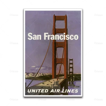 Komplekts No 3 Vintage Plakātu Ceļojumu Izdrukas No California, San Francisco Un Yosemite Sienas Mākslas Audekls Izdrukas, Gleznu Plakātu Moduļu