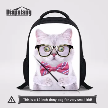 Dispalang Unikālo Dizainu, Funny Pet Brilles Kaķis Mazās Skolas Somas Meitenēm 12 Collu Bērnu Mugursoma Dzīvnieku 3D Drukāšanas Bookbag