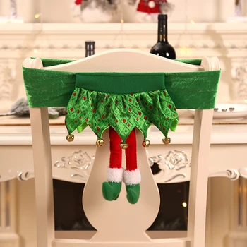 Cute Santa Elf Gpl Modeļus Ziemassvētku Dekoratīvus Krēslu Segtu Ģimenes Restorāns Ērti Mašīna Mazgājami Mājas Dekoru