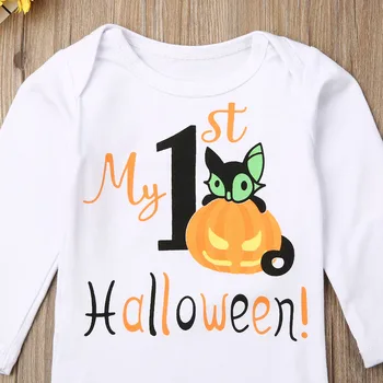 Jaundzimušo Bērnu Romper Halloween Apģērbs, Drēbes Zīdaiņiem, Zēns, Meitene ar garām Piedurknēm Drukāt Jumpsuit Toddler Vienu Drēbes Gabalu Dāvanu 0-18M