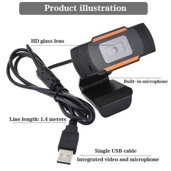 HD 1080P Kameru, DATORU, Mini USB 2.0, Web Kamera Ar Mikrofonu, USB Datora Kameru Tiešraidi Webcam 1080P/480P