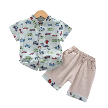 2020. gada vasaras bērnu apģērbu jaunā modes Zēnu Komplekti bērnu karikatūra izdrukāt gudrs īsām piedurknēm krekls T-krekls + bikses 2-piece set