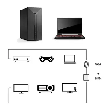 1080P VGA uz Pārveidotājs Kabelis Sieviešu VGA Vīriešu - Adapteris ar 3,5 mm Izeja PC Klēpjdators ar HDTV Projektors