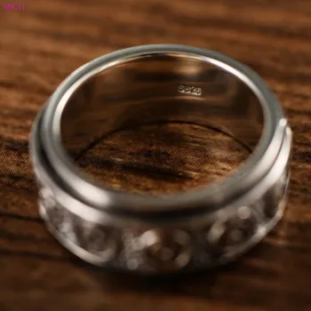BOCAI S925 Sudraba gredzeni vīriešiem un sievietēm retro Taizemes sudraba Taoist astoņas trigrams var pagriezt gredzenu vīriešu valdonīgs gredzens