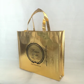 Vairumtirdzniecības 500pcs/daudz reklāmas custom nav austs maiss iespiests logotips zelta lāzera laminēšana atkārtoti salokāma iepirkumu somas