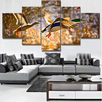Jauns 5 Gabals Audekls Mākslas Pīļu Medības Saulrieta Mūsdienu Dekoratīvās Gleznas uz Audekla Sienas Māksla Mājas Rotājumi, Sienas Dekori