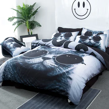 Vivid black atdzist brilles kaķis gultas komplekts 3/4gab sega sedz palagu mīksta spilvendrāna karaliene dubultā viena izmēra gultas veļa, tekstila