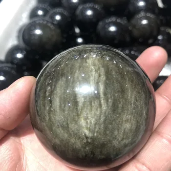 1gb Reti Āzijas zelta obsidian dabiskā kristāla bumbu dziedināšanas akmens