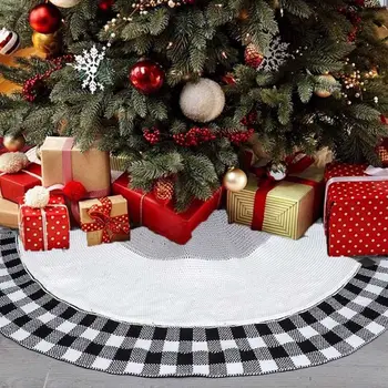 48inch Ziemassvētku Eglīte Svārki, Trikotāžas Režģu Grīdas Paklājs Vāciņu Rotājumus Ziemassvētku Dekori