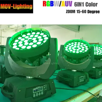 6pcs/daudz Posmā Tālummaiņa, LED Skalošanas Kustīgās Galvas Staru Gaismas 36x18w RGBWA+UV 6IN1 Tālummaiņas Puse Gaismas