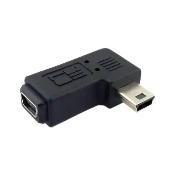 Mini USB elkoņa sieviešu un vīriešu 90 grādu adapteri pa Kreisi un pa labi leņķi, Mini USB 5pin Pagarināts adapteri