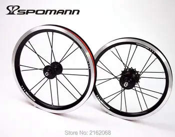 Jaunu SPOMANN 14 collu Saliekamais velosipēds sakausējuma V bremzes BMX velosipēdu clincher diski riteņpāru MTB 14er 7 paturot 3 ātrumu brīvrumbas Bezmaksas kuģis