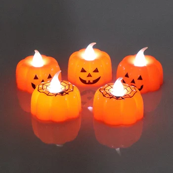 12Pcs Ķirbju LED Gaismas Rokasgrāmata DIY Ķirbju Gaismas Bateriju Darbināmas Apelsīnu Ķirbju Lampas Halloween Home Decoration #Smaids #Spider