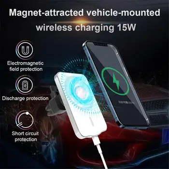 Universāls Auto Magnētisko Bezvadu Lādētāju IPhone12 Alumīnija Sakausējuma Bezvadu Lādēšanas 15W Kontaktligzdas Mobilā Tālruņa Turētāju Automašīnas Turētājs