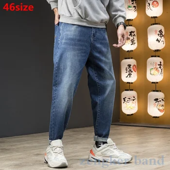 Pavasara zēnu džinsi vīriešu lielgabarīta bikses tendence Harēma bikses 42 zaudēt lielu izmēru biezas garās bikses 44 46 melni džinsi vīriešiem
